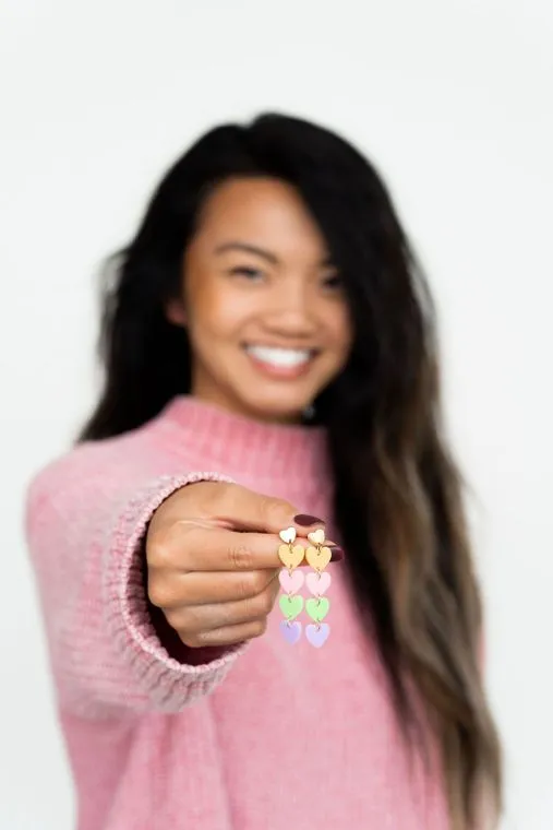 Candy Sweet Heart Earrings / Acrylic   18k Gold Plated