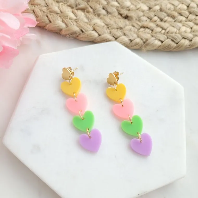Candy Sweet Heart Earrings / Acrylic   18k Gold Plated