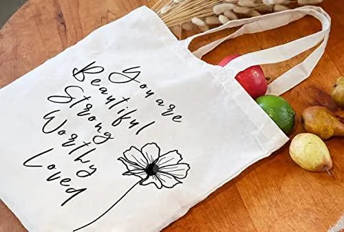 Canvas Tote Bag for Women Aesthetic Cute Tote Bags Inspirational Gifts Reusable Grocery Shopping Bags Book Tote
