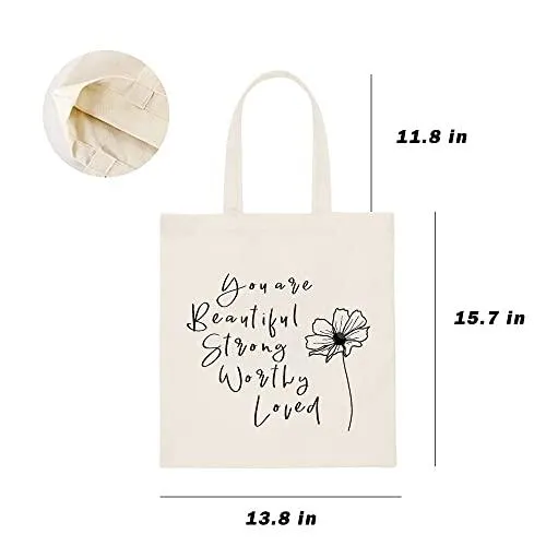 Canvas Tote Bag for Women Aesthetic Cute Tote Bags Inspirational Gifts Reusable Grocery Shopping Bags Book Tote