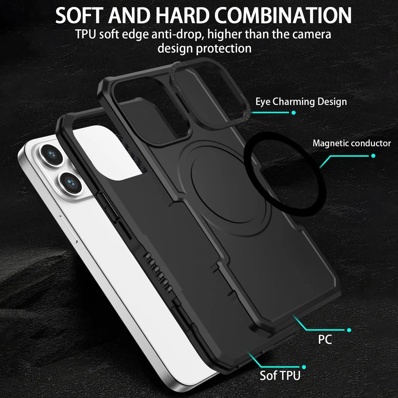 Case for iPhone 11 Case with Tempered Glass Screen Protector, [Compatible with MagSafe] Military-Grade Shockproof Protective Phone Cover for iPhone 11 Black