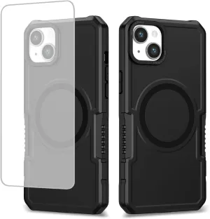 Case for iPhone 11 Case with Tempered Glass Screen Protector, [Compatible with MagSafe] Military-Grade Shockproof Protective Phone Cover for iPhone 11 Black