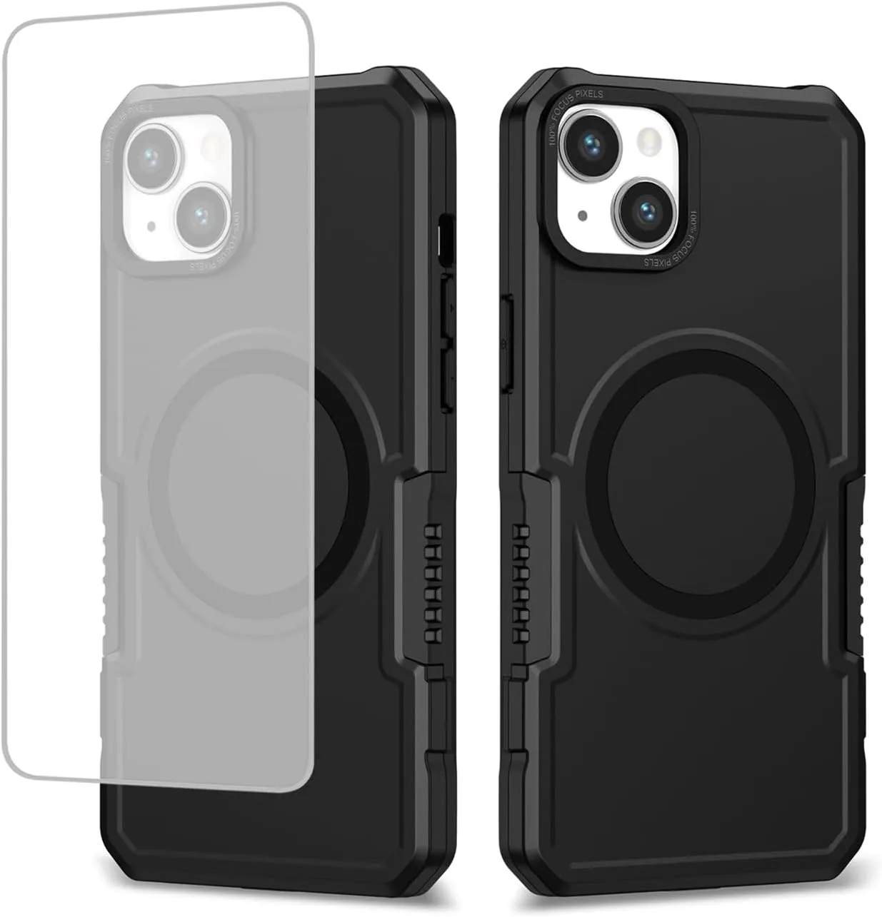 Case for iPhone 11 Case with Tempered Glass Screen Protector, [Compatible with MagSafe] Military-Grade Shockproof Protective Phone Cover for iPhone 11 Black