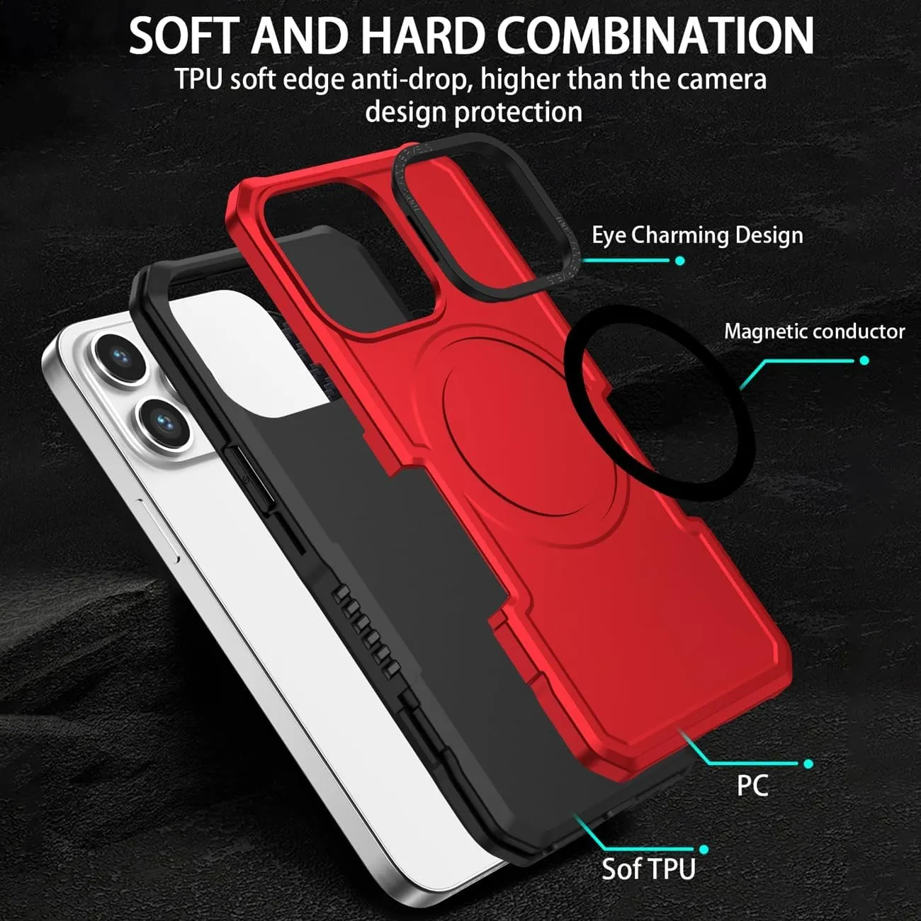 Case for iPhone 11 Case with Tempered Glass Screen Protector, [Compatible with MagSafe] Military-Grade Shockproof Protective Phone Cover for iPhone 11 Red