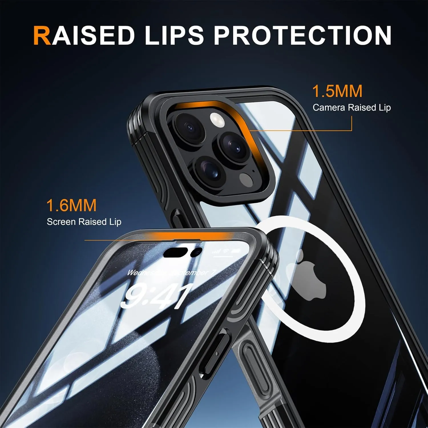 Case for iPhone 16 Pro Max/16 Pro/16 Plus/16, Compatible with Magsafe Upgrade Full-Body Heavy Duty Protection Clear Case with Built-in 9H Tempered Glass Screen Protector