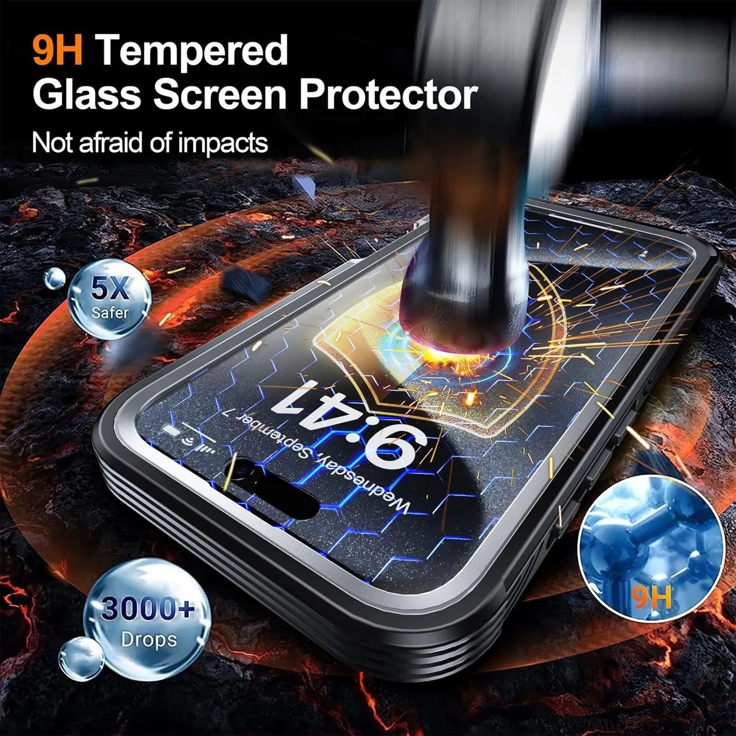 Case for iPhone 16 Pro Max/16 Pro/16 Plus/16, Compatible with Magsafe Upgrade Full-Body Heavy Duty Protection Clear Case with Built-in 9H Tempered Glass Screen Protector