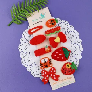 Cassandra Fruity Hair Clips Set 10 Pcs - Red