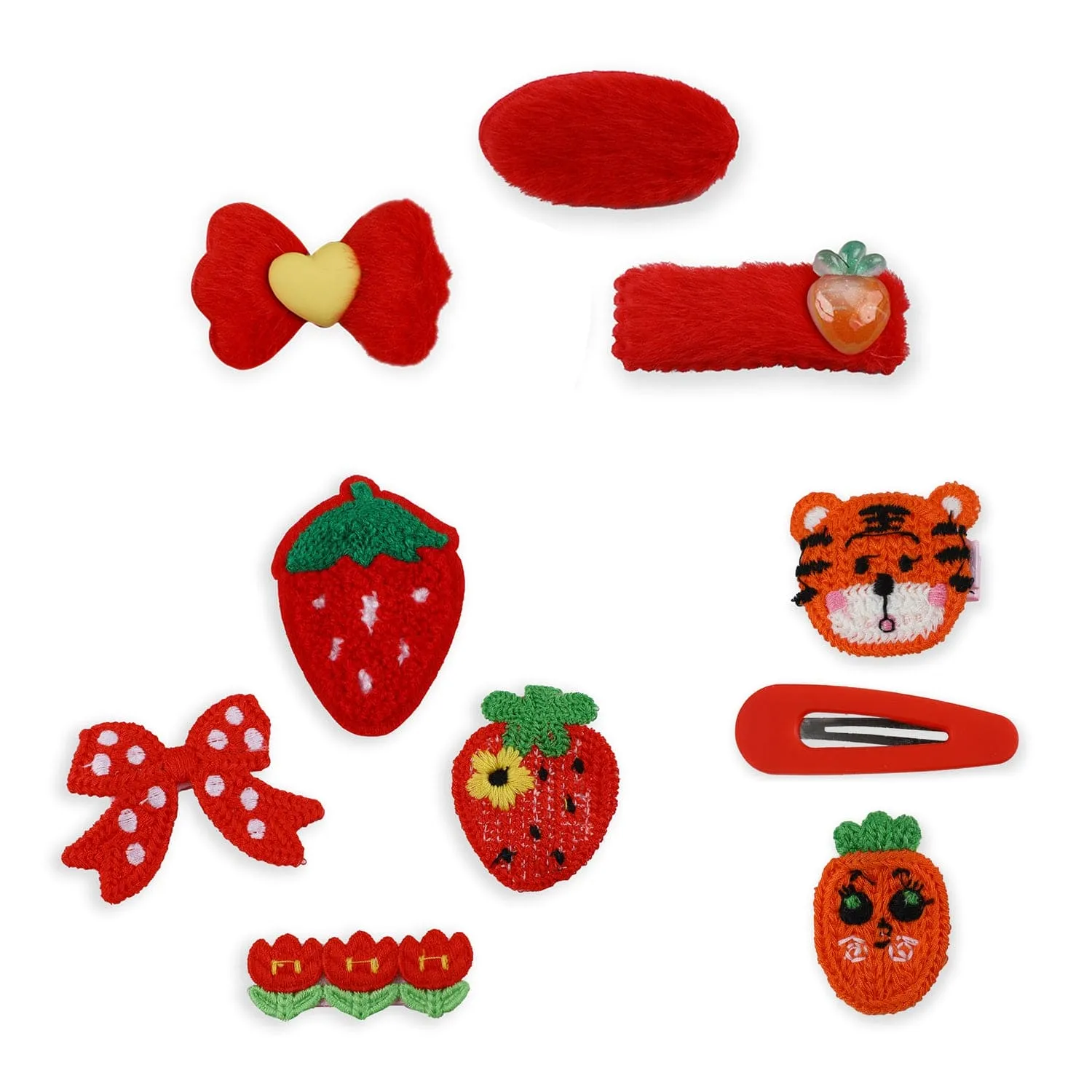 Cassandra Fruity Hair Clips Set 10 Pcs - Red