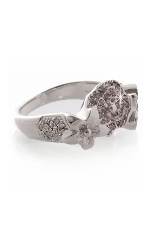 Christian Dior EXOTIC Silver Flower Crystal Ring