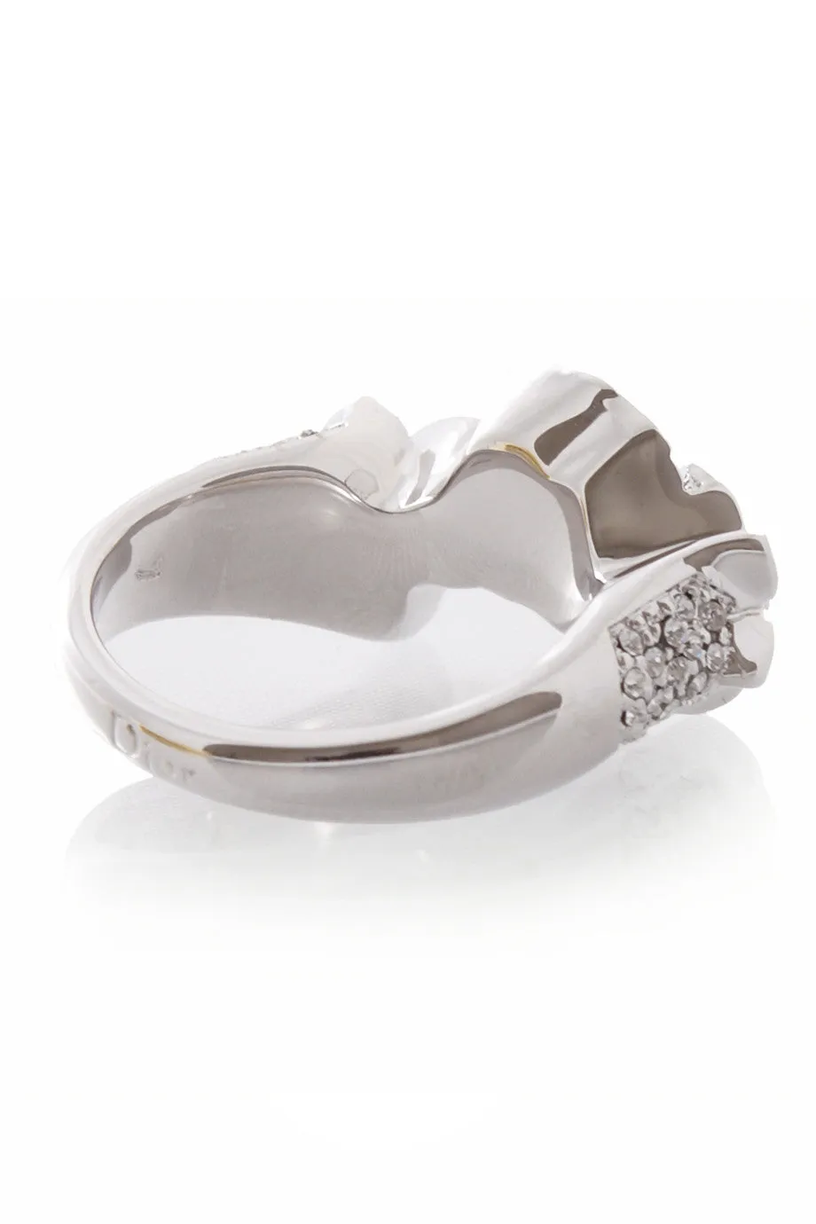 Christian Dior EXOTIC Silver Flower Crystal Ring