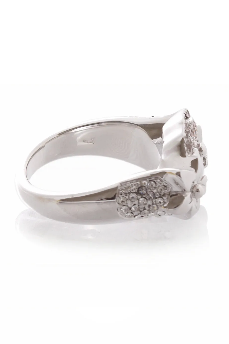 Christian Dior EXOTIC Silver Flower Crystal Ring