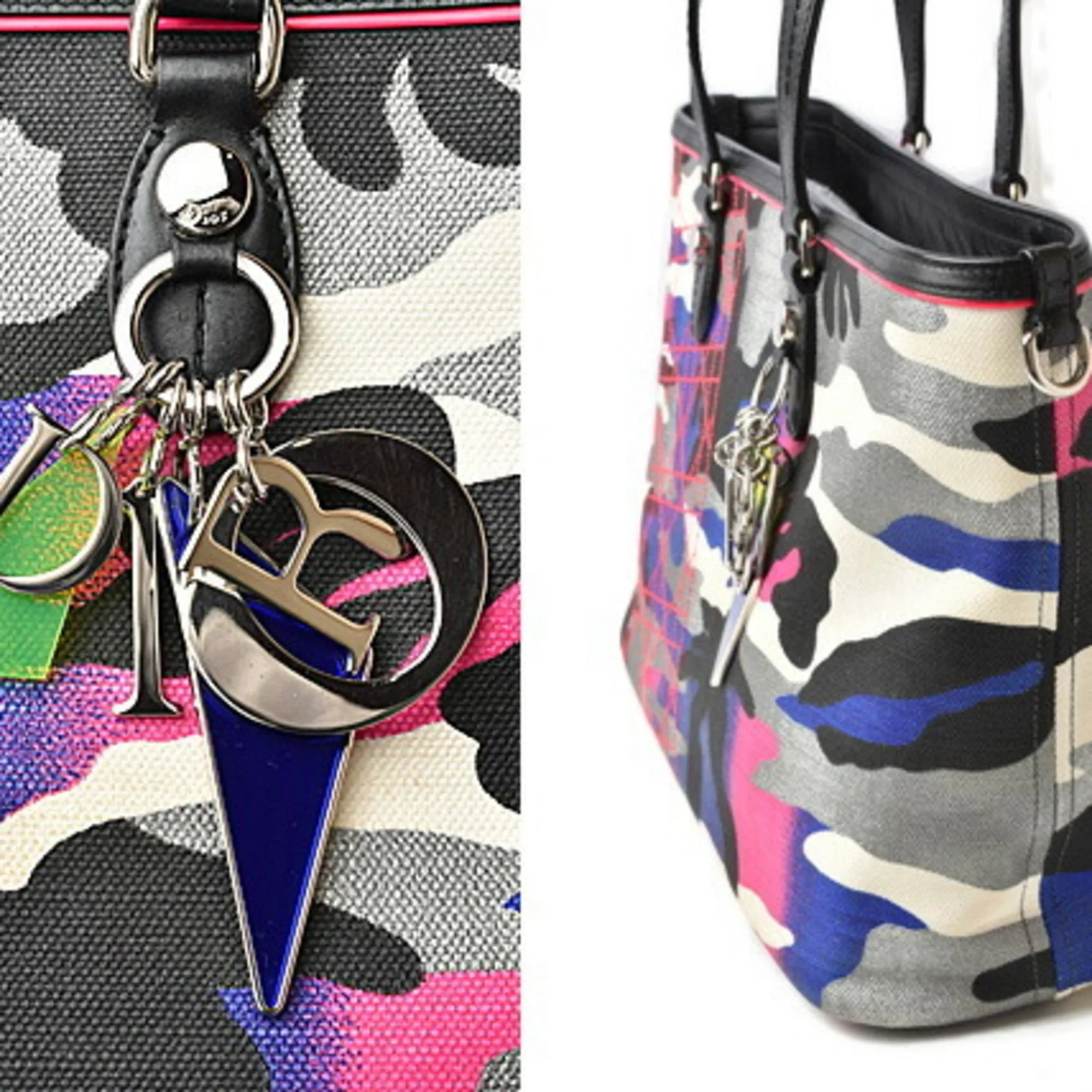 Christian Dior Tote Bag Camouflage Anselm Lyle Collaboration Leather Blue Multi M0171PTPI