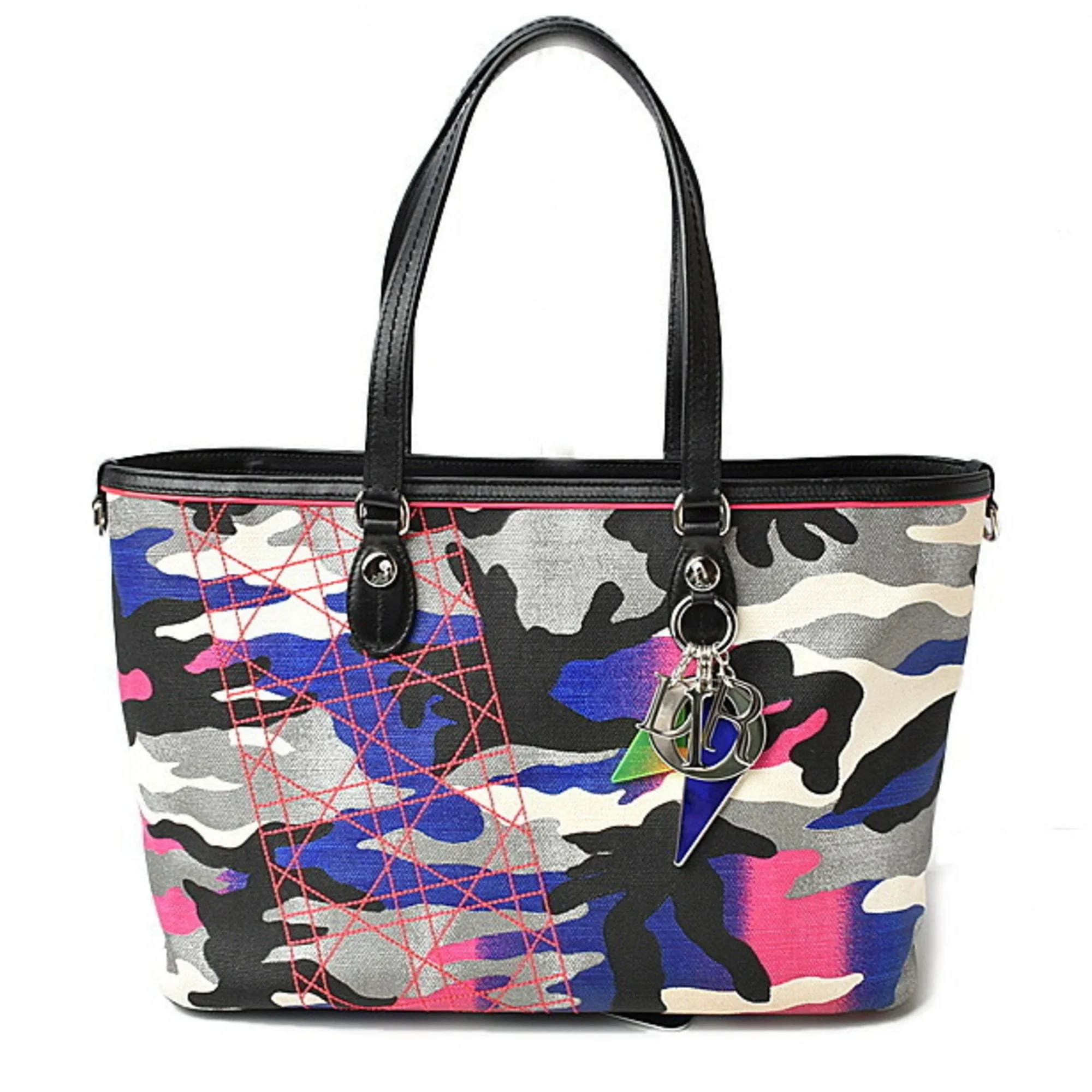 Christian Dior Tote Bag Camouflage Anselm Lyle Collaboration Leather Blue Multi M0171PTPI