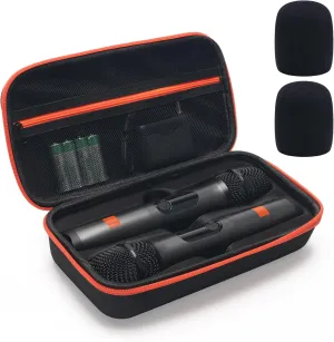 Coitak Wireless Microphone Case for JBL Wireless 2 Microphone System, Handheld Dual Mic Case with 2 Mic Foam Covers, Portable Mic Storage Bag for Travel (Box Only)