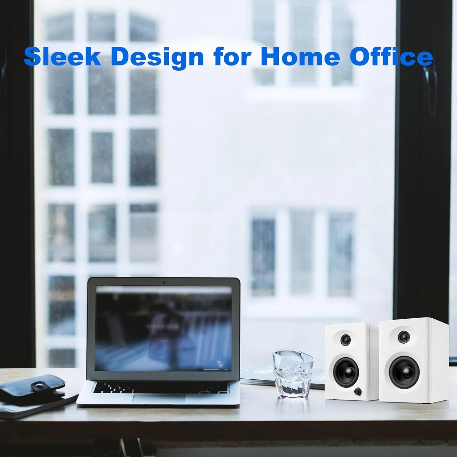 Computer Speakers for Desktop PC with Detailed Mellow Treble & Deep Bass, 60W Max Output, Compact Bookshelf Speaker for Home Office Laptop, Gaming, Audio Books, White Pair