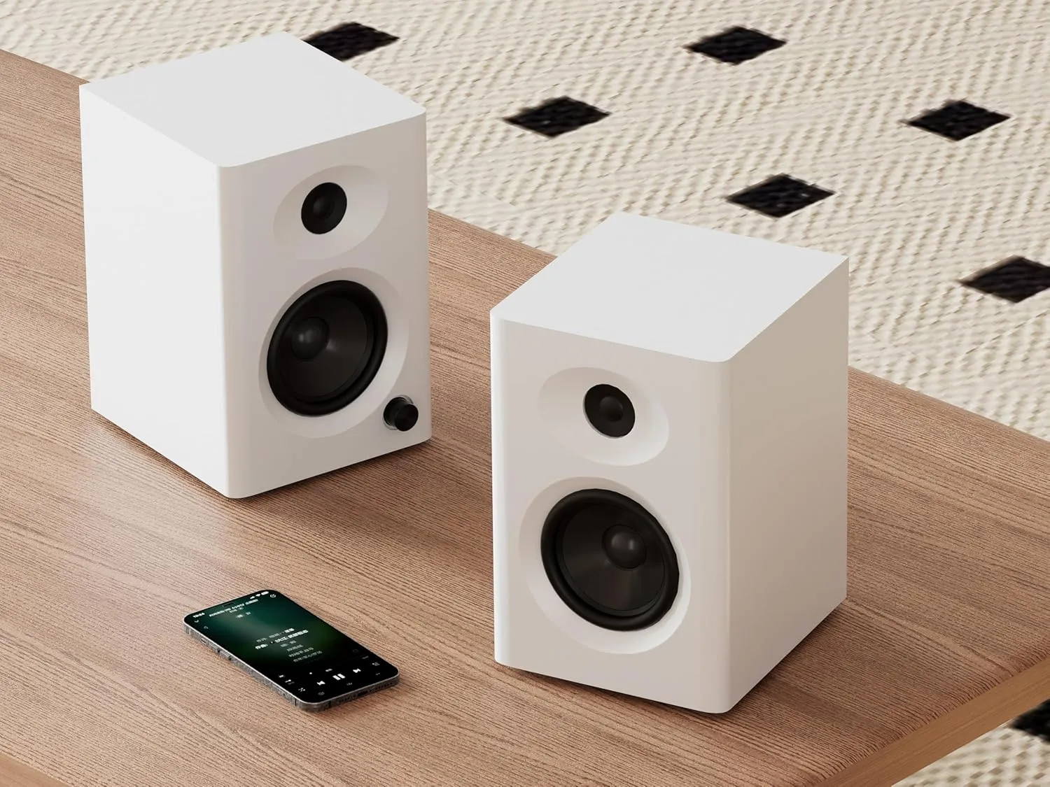 Computer Speakers for Desktop PC with Detailed Mellow Treble & Deep Bass, 60W Max Output, Compact Bookshelf Speaker for Home Office Laptop, Gaming, Audio Books, White Pair