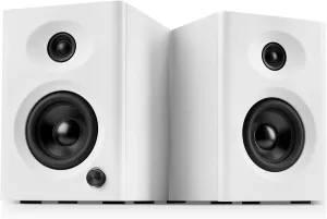 Computer Speakers for Desktop PC with Detailed Mellow Treble & Deep Bass, 60W Max Output, Compact Bookshelf Speaker for Home Office Laptop, Gaming, Audio Books, White Pair