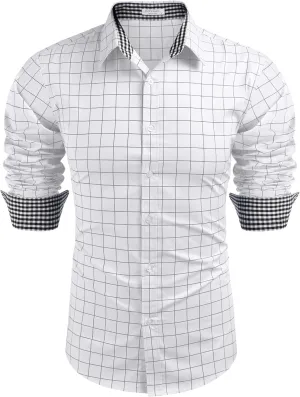 COOFANDY Men's Business Dress Shirt Long Sleeve Slim Fit Casual Button Down Shirt