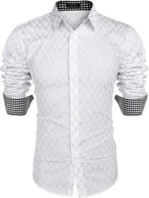 COOFANDY Men's Business Dress Shirt Long Sleeve Slim Fit Casual Button Down Shirt