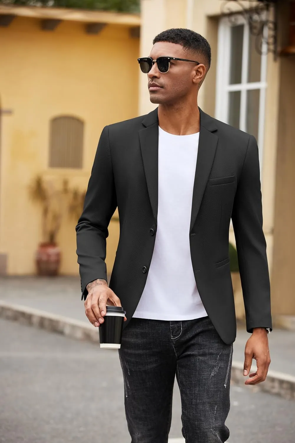 COOFANDY Men's Casual Blazer Slim Fit Suit Jackets Two Button Lightweight Knit Sport Coat