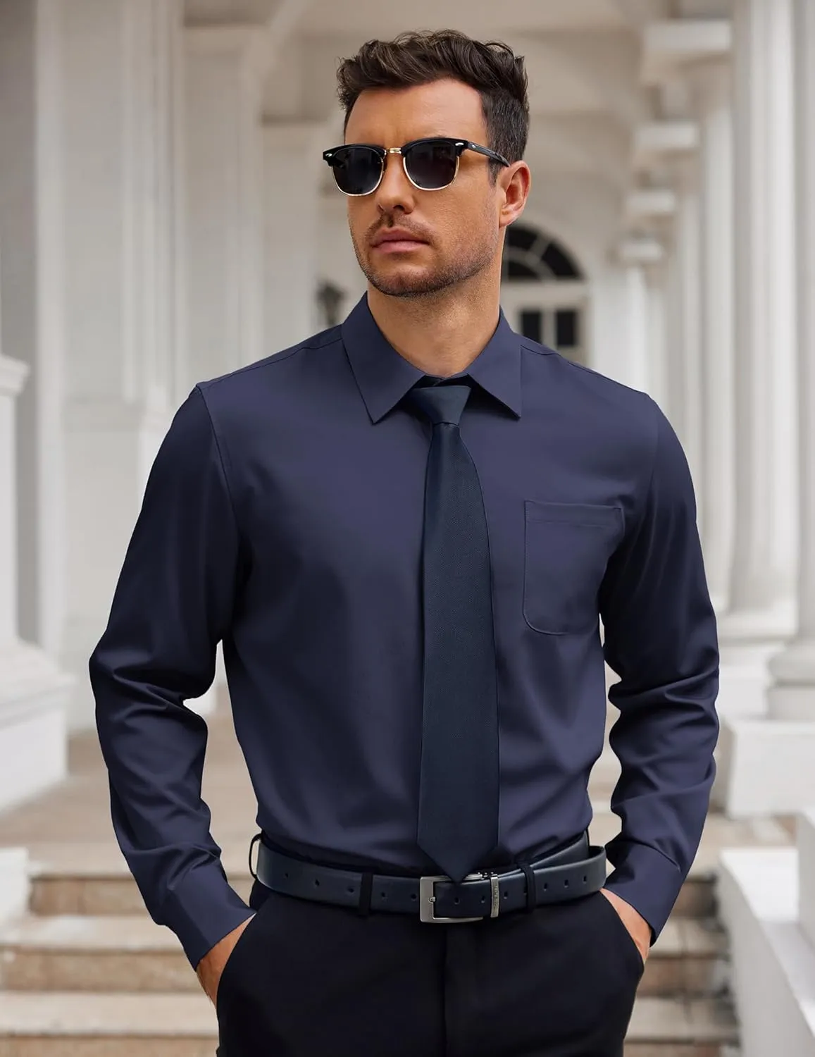 COOFANDY Mens Dress Shirt Long Sleeve Button Down Shirts Business Casual Wrinkle Free Shirts with Pocket