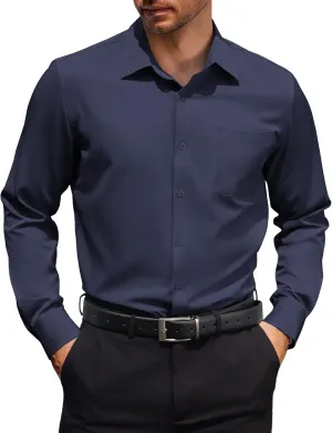 COOFANDY Mens Dress Shirt Long Sleeve Button Down Shirts Business Casual Wrinkle Free Shirts with Pocket