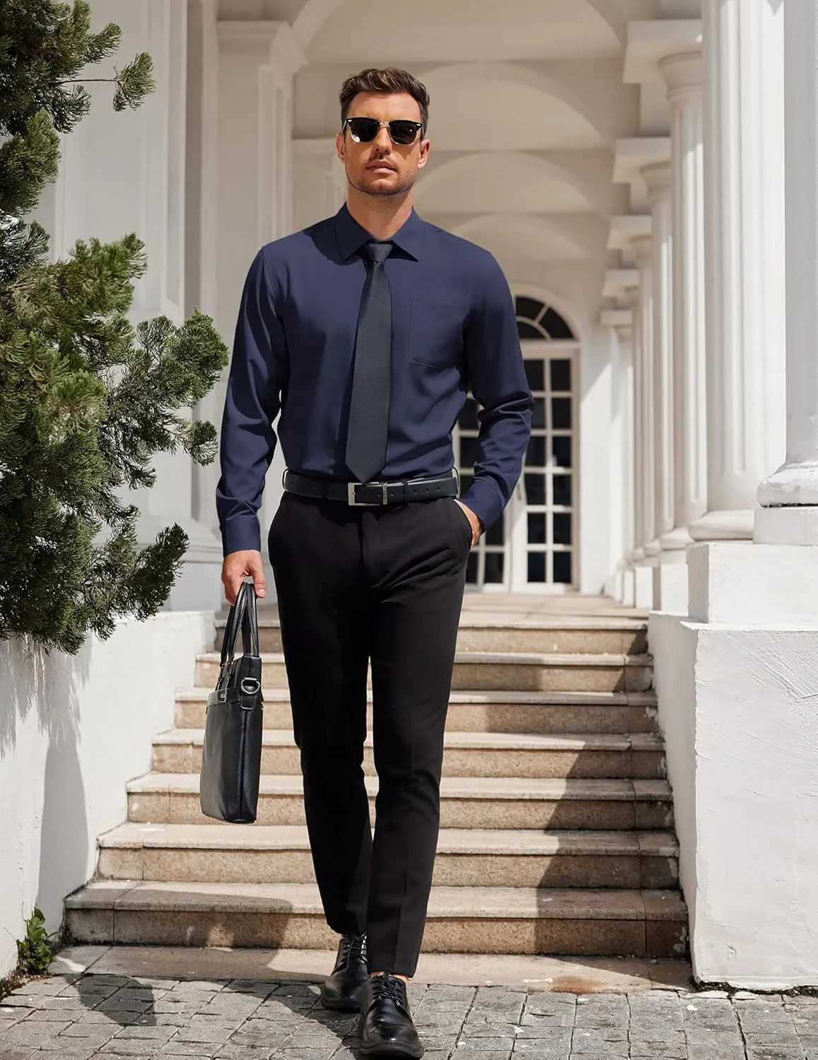 COOFANDY Mens Dress Shirt Long Sleeve Button Down Shirts Business Casual Wrinkle Free Shirts with Pocket