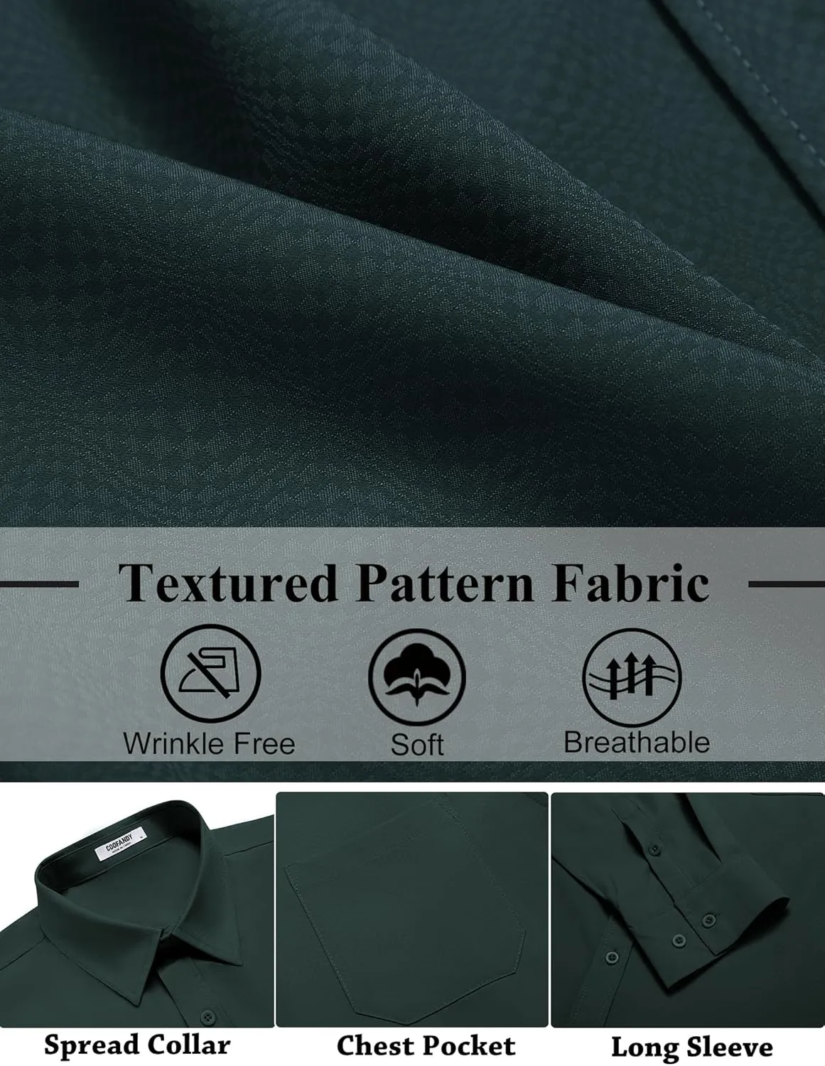 COOFANDY Mens Dress Shirts Long Sleeve Wrinkle Free Shirt Textured Business Casual Button Down Shirt