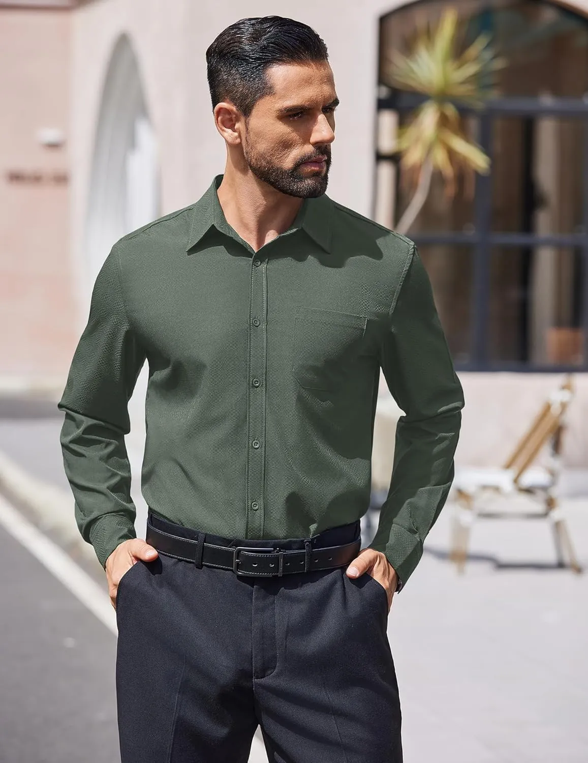 COOFANDY Mens Dress Shirts Long Sleeve Wrinkle Free Shirt Textured Business Casual Button Down Shirt