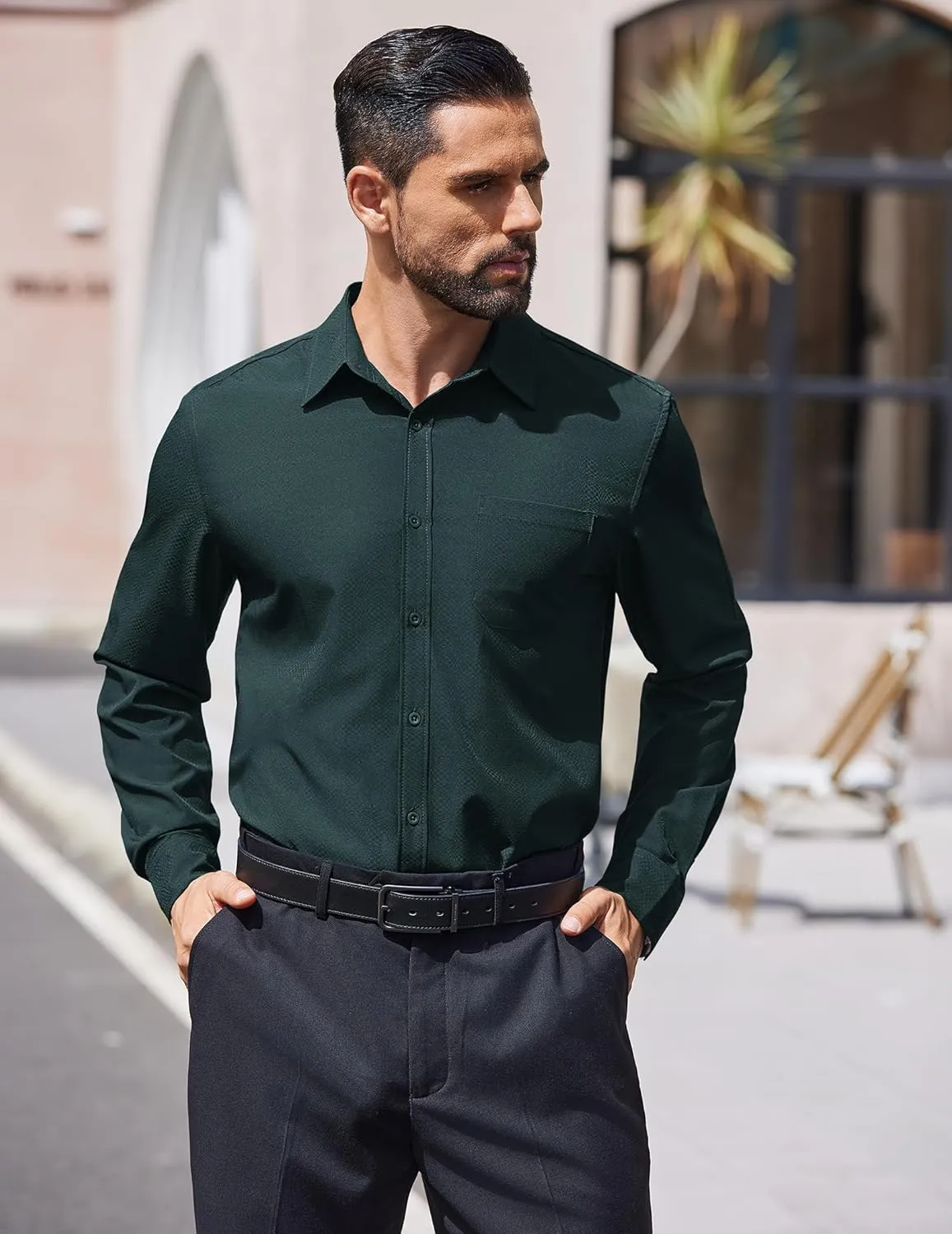 COOFANDY Mens Dress Shirts Long Sleeve Wrinkle Free Shirt Textured Business Casual Button Down Shirt