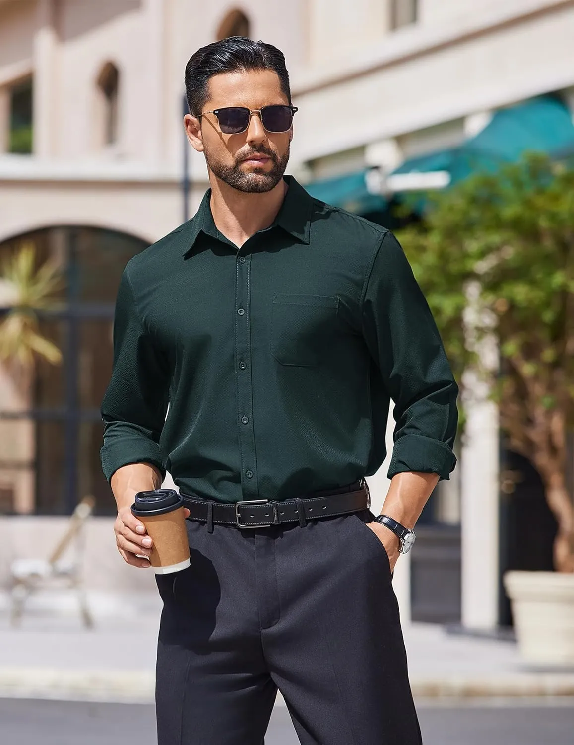 COOFANDY Mens Dress Shirts Long Sleeve Wrinkle Free Shirt Textured Business Casual Button Down Shirt