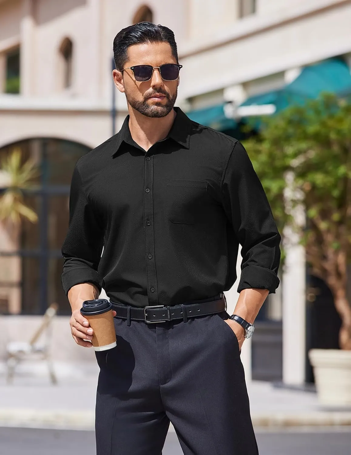 COOFANDY Mens Dress Shirts Long Sleeve Wrinkle Free Shirt Textured Business Casual Button Down Shirt