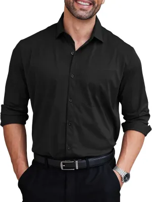 COOFANDY Mens Dress Shirts Long Sleeve Wrinkle Free Shirt Textured Business Casual Button Down Shirt