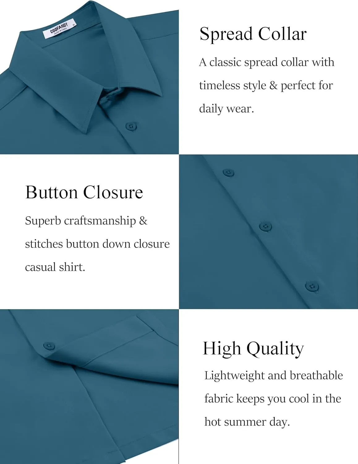 COOFANDY Mens Dress Shirts Short Sleeve Lightweight Wrinkle Free Untucked Button Down Shirt