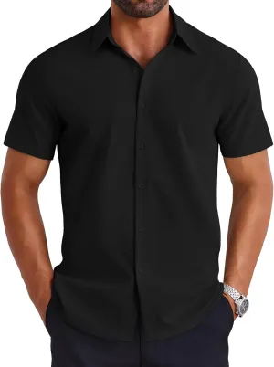 COOFANDY Mens Dress Shirts Short Sleeve Lightweight Wrinkle Free Untucked Button Down Shirt