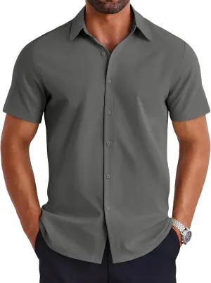 COOFANDY Mens Dress Shirts Short Sleeve Lightweight Wrinkle Free Untucked Button Down Shirt