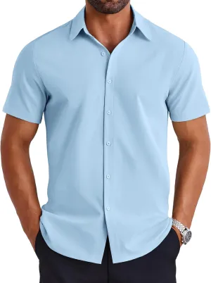 COOFANDY Mens Dress Shirts Short Sleeve Lightweight Wrinkle Free Untucked Button Down Shirt