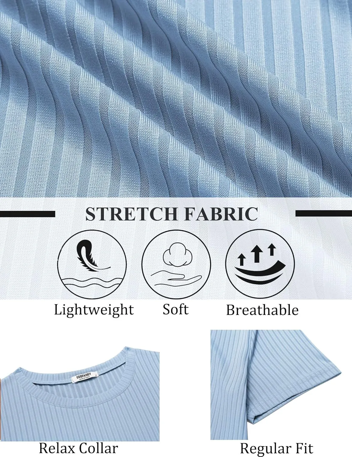 COOFANDY Mens T-Shirts Short Sleeve Plain Tshirts Casual Crew Neck Basic T Shirt Soft Cooling Fitted Stretch Tee Shirts
