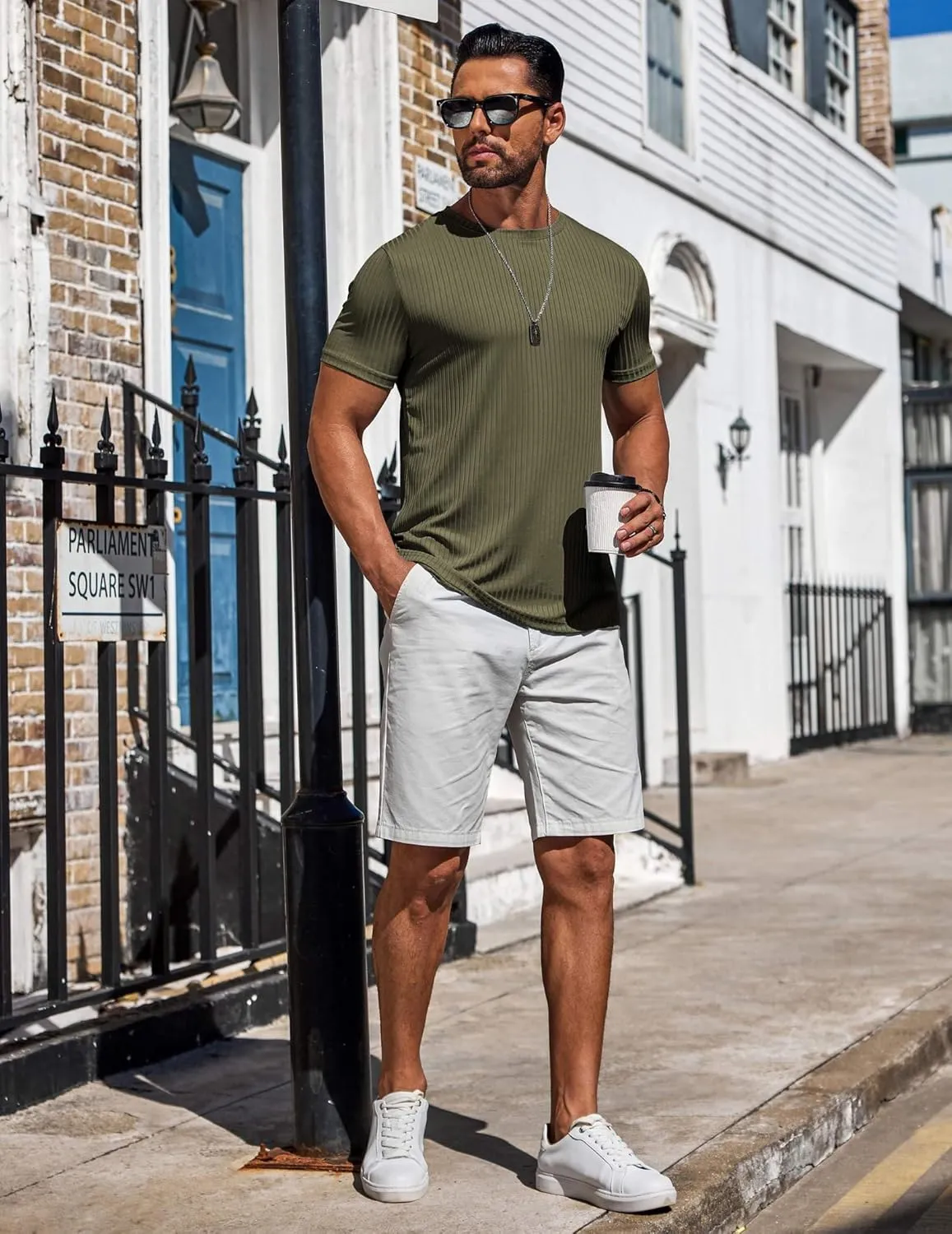 COOFANDY Mens T-Shirts Short Sleeve Plain Tshirts Casual Crew Neck Basic T Shirt Soft Cooling Fitted Stretch Tee Shirts