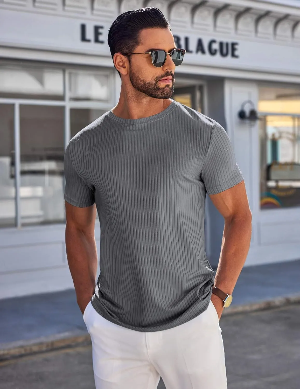 COOFANDY Mens T-Shirts Short Sleeve Plain Tshirts Casual Crew Neck Basic T Shirt Soft Cooling Fitted Stretch Tee Shirts