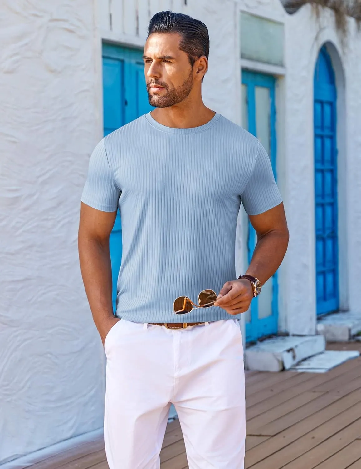 COOFANDY Mens T-Shirts Short Sleeve Plain Tshirts Casual Crew Neck Basic T Shirt Soft Cooling Fitted Stretch Tee Shirts