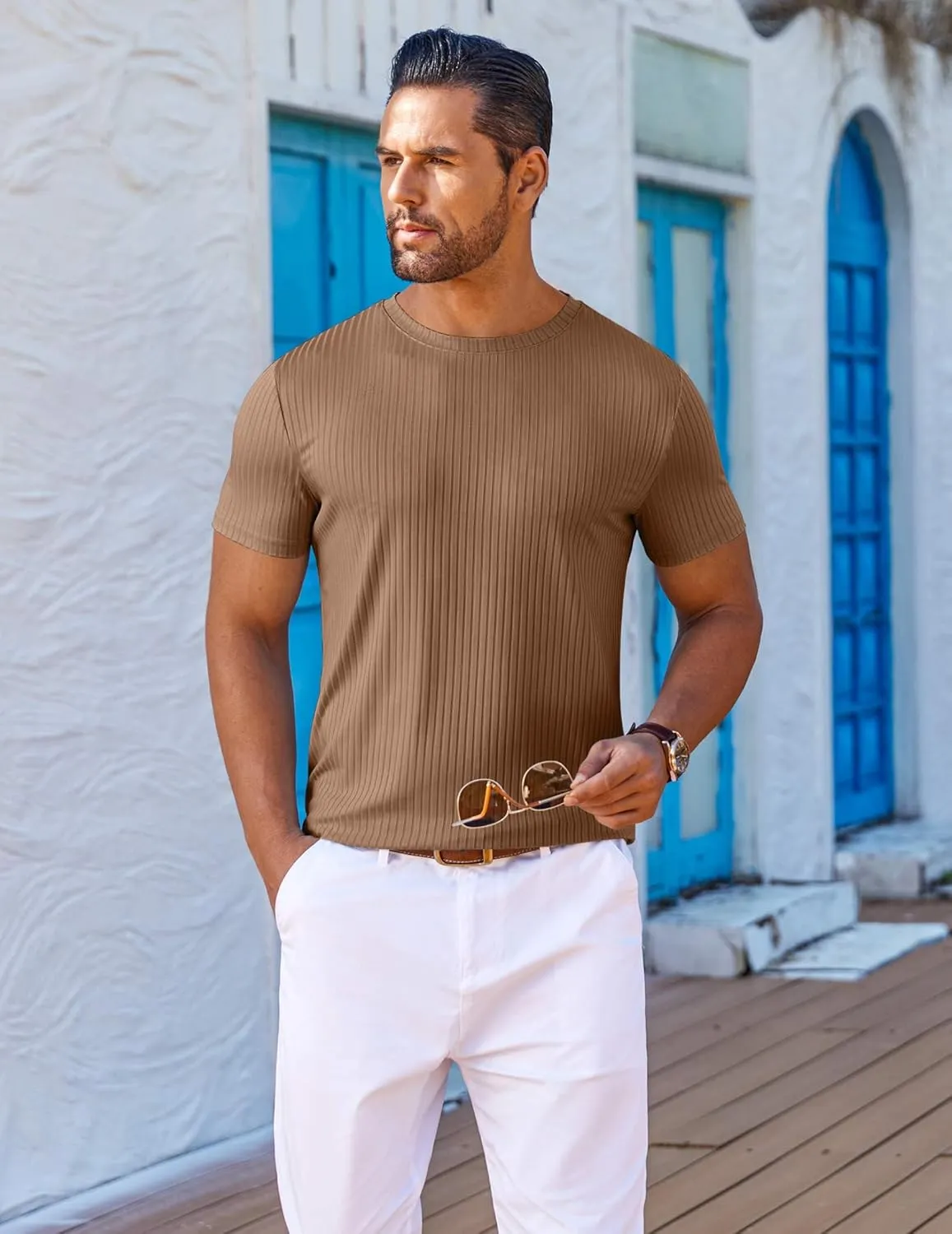 COOFANDY Mens T-Shirts Short Sleeve Plain Tshirts Casual Crew Neck Basic T Shirt Soft Cooling Fitted Stretch Tee Shirts