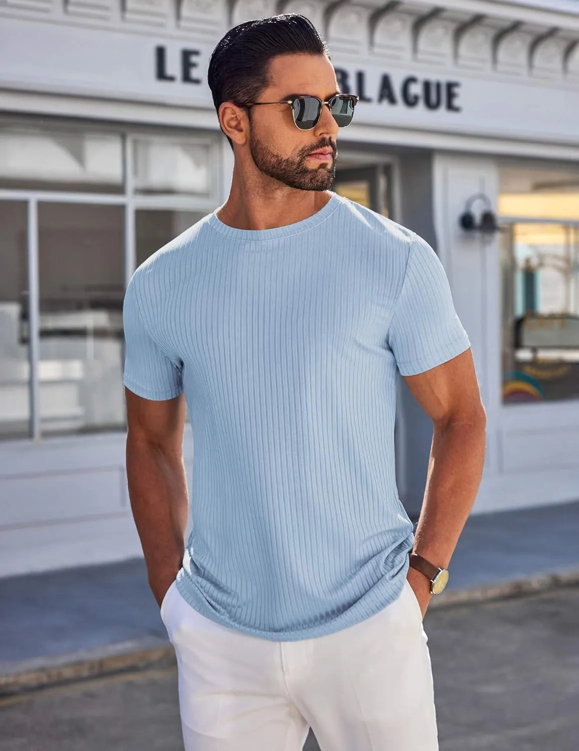 COOFANDY Mens T-Shirts Short Sleeve Plain Tshirts Casual Crew Neck Basic T Shirt Soft Cooling Fitted Stretch Tee Shirts