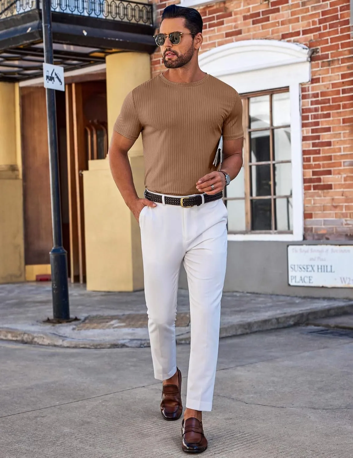 COOFANDY Mens T-Shirts Short Sleeve Plain Tshirts Casual Crew Neck Basic T Shirt Soft Cooling Fitted Stretch Tee Shirts