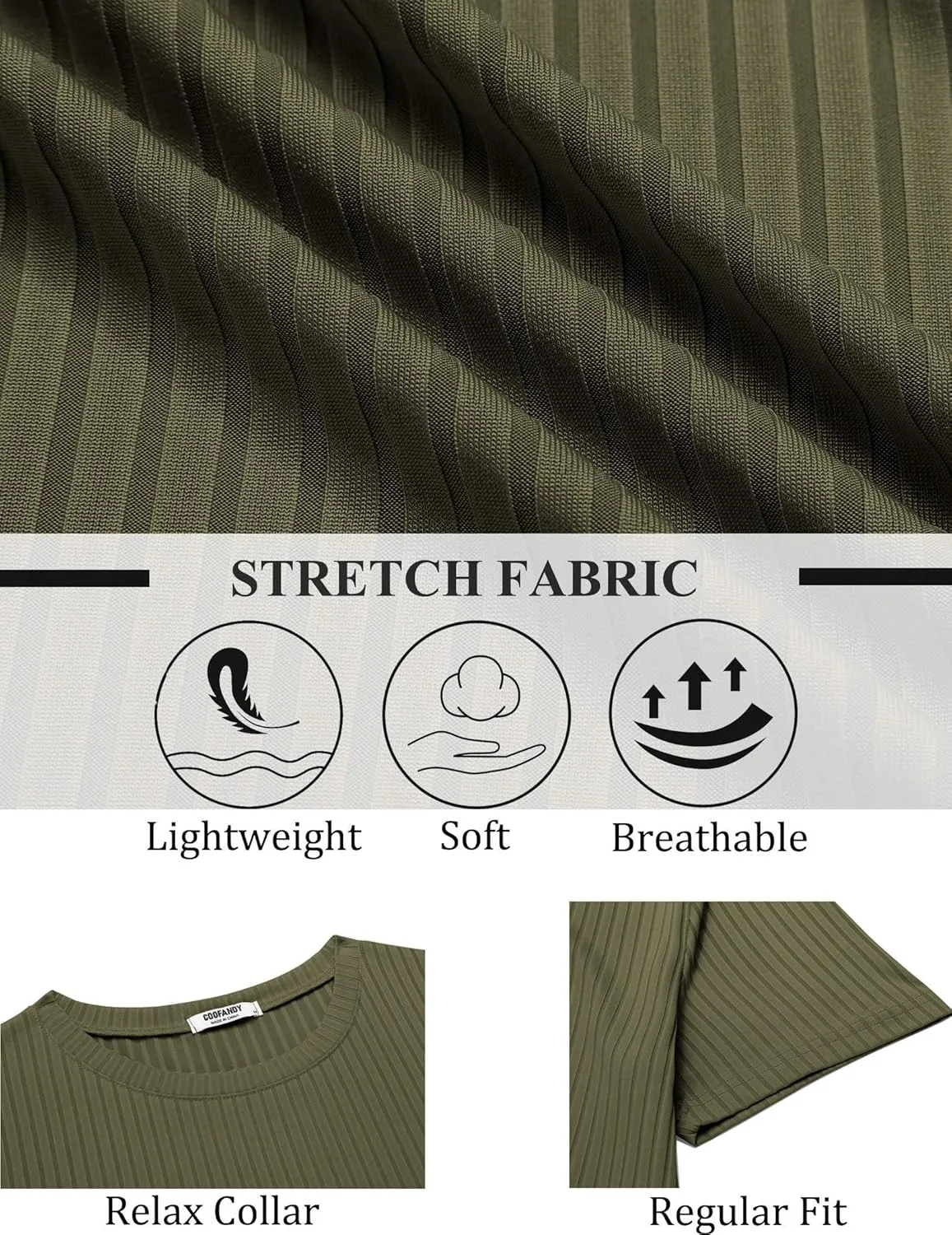 COOFANDY Mens T-Shirts Short Sleeve Plain Tshirts Casual Crew Neck Basic T Shirt Soft Cooling Fitted Stretch Tee Shirts