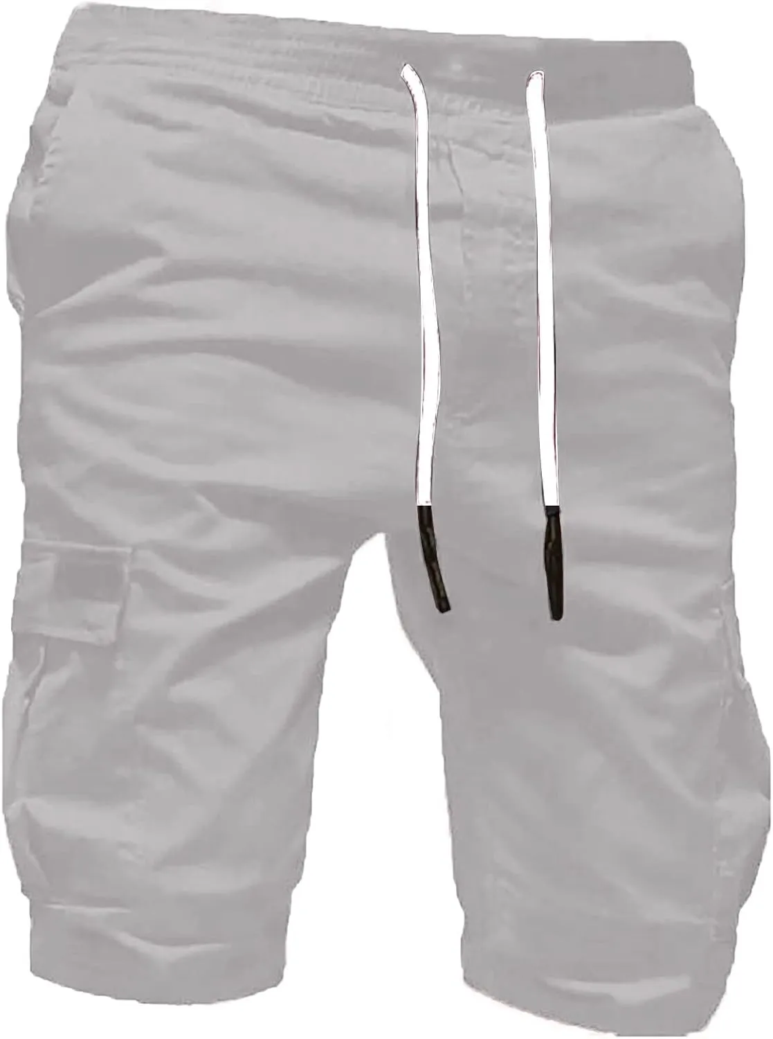 Cotton Men's Cargo Shorts Casual Drawstring Waist Side Pockets Mid Length Relaxed Comfortable Summer Beachwear