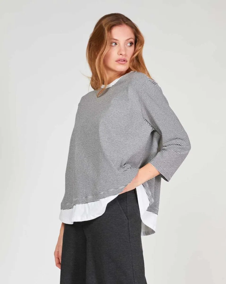 Crewneck Layered Striped Blouse