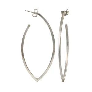 Curved Sterling Silver Hoops in a Leaf Like Shape