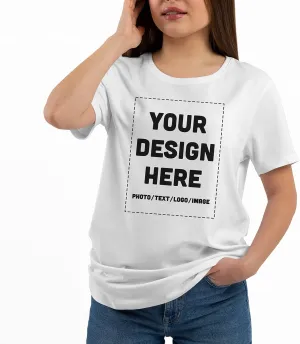 Custom Women's Shirt Design Your Own Ladies Fit T-Shirt - Add Print Text or Image Personalized Soft Cotton Front & Back
