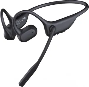 CXK Open Ear Headphones with Mic, Bluetooth Headset with AI Noise Cancellation Microphone Air Conduction Headphones Bluetooth 5.3 Wireless Headset with Mic for Work Call Meeting Driving